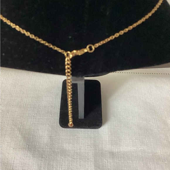 Green Cross Crystal Gold Tone Pendant Necklace - Picture 2 of 3